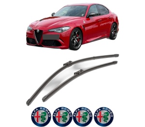 Set stergatoare ALFA ROMEO GIULIA (952_) din 2015-2022, pentru parbriz auto, 2 bucati, Valeo Silencio Xtrm, din cauciuc siliconat rezistent, 4 Stickere Auto ALFA ROMEO v36732