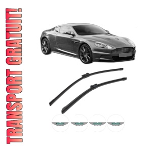 Set stergatoare ASTON MARTIN DBS Vantage din 2007, pentru parbriz auto, 2 bucati, Bosch Aerotwin, din cauciuc siliconat rezistent, 4 Stickere Auto ASTON MARTIN