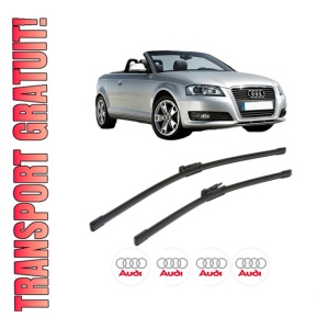 Set stergatoare AUDI A3 Convertible (8P7) din 2008-2013, pentru parbriz auto, 2 bucati, Bosch Aerotwin, din cauciuc siliconat rezistent, 4 Stickere Auto AUDI