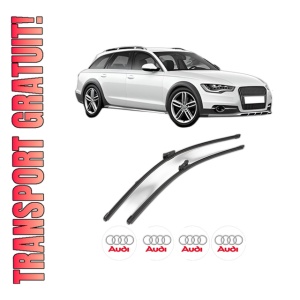 Set stergatoare AUDI A4 Allroad B8 (8KH) din 2009-2016, pentru parbriz auto, 2 bucati, Valeo Silencio Xtrm, din cauciuc siliconat rezistent, 4 Stickere Auto AUDI