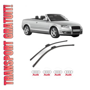Set stergatoare AUDI A4 B6 Convertible (8H7) din 2002-2005, pentru parbriz auto, 2 bucati, Valeo Silencio Xtrm, din cauciuc siliconat rezistent, 4 Stickere Auto AUDI