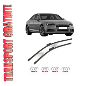 Set stergatoare AUDI A4 B9 (8W2, 8WC) din 2015-2021, pentru parbriz auto, 2 bucati, Bosch Aerotwin, din cauciuc siliconat rezistent, 4 Stickere Auto AUDI