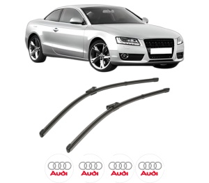 Set stergatoare AUDI A5 (8T3) din 2007-2017, pentru parbriz auto, 2 bucati, Valeo Silencio Xtrm, din cauciuc siliconat rezistent, 4 Stickere Auto AUDI v35832