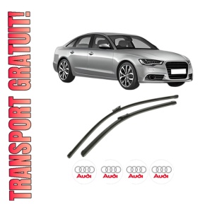 Set stergatoare AUDI A6 C7 (4G2, 4GC) din 2010-2018, pentru parbriz auto, 2 bucati, Bosch Aerotwin, din cauciuc siliconat rezistent, 4 Stickere Auto AUDI