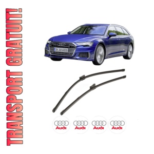 Set stergatoare AUDI A6 C8 Avant (4A5) din 2018-2023, pentru parbriz auto, 2 bucati, Valeo Silencio Xtrm, din cauciuc siliconat rezistent, 4 Stickere Auto AUDI