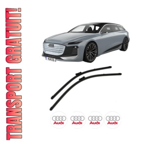 Set stergatoare AUDI A6 e-tron Avant (GH5) din 2024, pentru parbriz auto, 2 bucati, Valeo Silencio Xtrm, din cauciuc siliconat rezistent, 4 Stickere Auto AUDI