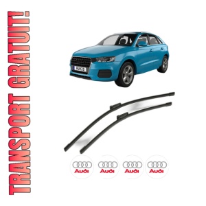 Set stergatoare AUDI Q3 (F3B) din 2018-2024, pentru parbriz auto, 2 bucati, Bosch Aerotwin, din cauciuc siliconat rezistent, 4 Stickere Auto AUDI