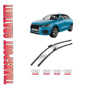 Set stergatoare AUDI Q3 (F3B) din 2018-2024, pentru parbriz auto, 2 bucati, Valeo Silencio Xtrm, din cauciuc siliconat rezistent, 4 Stickere Auto AUDI