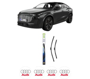 Set stergatoare AUDI Q6 e-tron Sportback (GFN) din 2024, pentru parbriz auto, 2 bucati, Valeo Silencio, din cauciuc siliconat rezistent, 4 Stickere Auto AUDI v34692