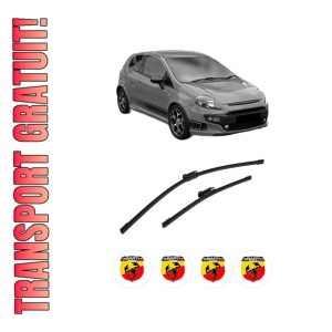 Set stergatoare auto ABARTH PUNTO EVO din 2009-2012, pentru parbriz auto, 2 bucati, Bosch Aerotwin Multi, din cauciuc siliconat rezistent, 4 Stickere Auto ABARTH