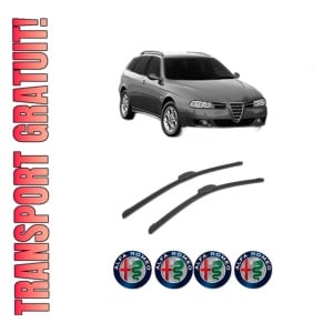 Set stergatoare auto ALFA ROMEO 156 Sportwagon (932_) din 1997-2006, pentru parbriz auto, 2 bucati, Bosch Aerotwin Retrofit, din cauciuc siliconat rezistent, 4 Stickere Auto ALFA ROMEO