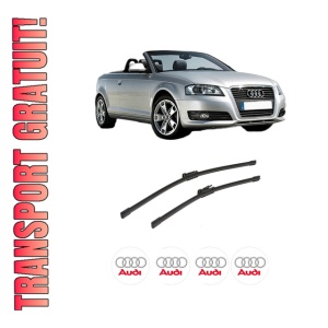 Set stergatoare auto AUDI A3 Convertible (8P7) din 2008-2013, pentru parbriz auto, 2 bucati, Bosch Aerotwin, din cauciuc siliconat rezistent, 4 Stickere Auto AUDI