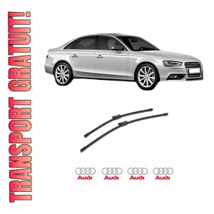 Set stergatoare auto AUDI A4 B8 (8K2) din 2007-2015, pentru parbriz auto, 2 bucati, Bosch Aerotwin, din cauciuc siliconat rezistent, 4 Stickere Auto AUDI