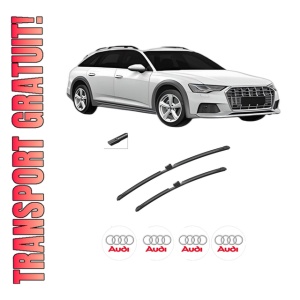 Set stergatoare auto AUDI A6 Allroad C8 (4AH) din 2018-2021, pentru parbriz auto, 2 bucati, Bosch Aerotwin, din cauciuc siliconat rezistent, 4 Stickere Auto AUDI