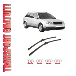 Set stergatoare auto AUDI A6 C5 Avant (4B5, 4B6) din 1997-2005, pentru parbriz auto, 2 bucati, Bosch Aerotwin, din cauciuc siliconat rezistent, 4 Stickere Auto AUDI