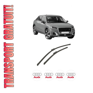 Set stergatoare auto AUDI Q2 (GAB, GAG) din 2016-2021, pentru parbriz auto, 2 bucati, Bosch Aerotwin, din cauciuc siliconat rezistent, 4 Stickere Auto AUDI