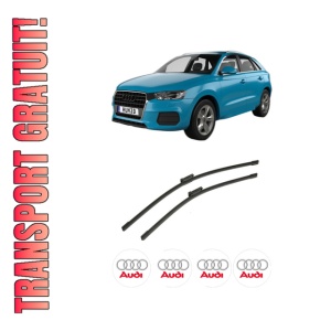 Set stergatoare auto AUDI Q3 (F3B) din 2018-2021, pentru parbriz auto, 2 bucati, Bosch Aerotwin, din cauciuc siliconat rezistent, 4 Stickere Auto AUDI