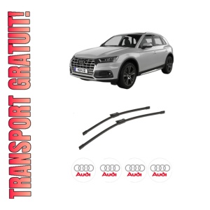 Set stergatoare auto AUDI Q5 (FYB, FYG) din 2016-2021, pentru parbriz auto, 2 bucati, Bosch Aerotwin, din cauciuc siliconat rezistent, 4 Stickere Auto AUDI