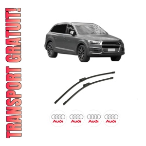Set stergatoare auto AUDI Q7 Van (4MB, 4MG) din 2015-2019, pentru parbriz auto, 2 bucati, Bosch Aerotwin, din cauciuc siliconat rezistent, 4 Stickere Auto AUDI