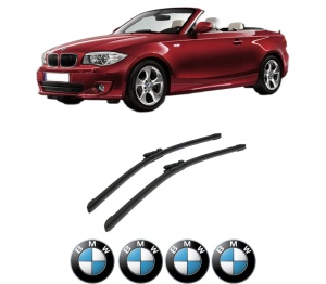 Set stergatoare auto BMW Seria 1 Convertible (E88) din 2007-2013, pentru parbriz auto, 2 bucati, Bosch Aerotwin, din cauciuc siliconat rezistent, 4 Stickere Auto BMW Seria - Img 2