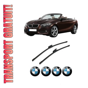Set stergatoare auto BMW Seria 2 Convertible (F23) din 2014-2021, pentru parbriz auto, 2 bucati, Bosch Aerotwin Multi, din cauciuc siliconat rezistent, 4 Stickere Auto BMW Seria