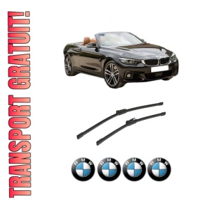 Set stergatoare auto BMW Seria 4 Convertible (F33, F83) din 2013-2020, pentru parbriz auto, 2 bucati, Bosch Aerotwin, din cauciuc siliconat rezistent, 4 Stickere Auto BMW Seria