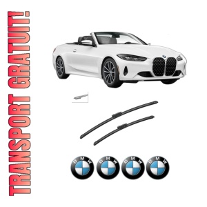 Set stergatoare auto BMW Seria 4 Convertible (G23, G83) din 2020-2024, pentru parbriz auto, 2 bucati, Bosch Aerotwin, din cauciuc siliconat rezistent, 4 Stickere Auto BMW Seria