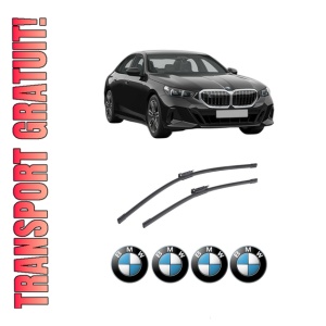 Set stergatoare auto BMW Seria 5 (G60, G90, G68) din 2023-2024, pentru parbriz auto, 2 bucati, Bosch Aerotwin, din cauciuc siliconat rezistent, 4 Stickere Auto BMW Seria