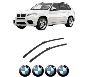 Set stergatoare auto BMW Seria X5 (E70) din 2006-2013, pentru parbriz auto, 2 bucati, Bosch Aerotwin, din cauciuc siliconat rezistent, 4 Stickere Auto BMW Seria - Img 2