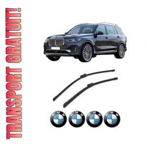 Set stergatoare auto BMW Seria X7 (G07) din 2019-2022, pentru parbriz auto, 2 bucati, Bosch Aerotwin, din cauciuc siliconat rezistent, 4 Stickere Auto BMW Seria
