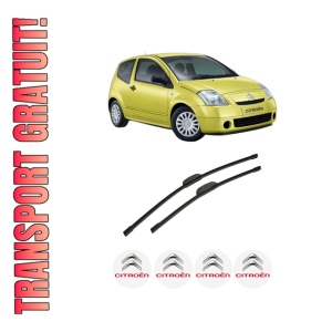 Set stergatoare auto CITROEN C2 ENTERPRISE (JG_) din 2003-2009, pentru parbriz auto, 2 bucati, Bosch Aerotwin Retrofit, din cauciuc siliconat rezistent, 4 Stickere Auto CITROEN