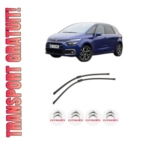 Set stergatoare auto CITROEN C4 PICASSO II din 2013-2018, pentru parbriz auto, 2 bucati, Bosch Aerotwin, din cauciuc siliconat rezistent, 4 Stickere Auto CITROEN