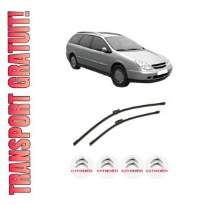 Set stergatoare auto CITROEN C5 I Break (DE_) din 2001-2004, pentru parbriz auto, 2 bucati, Bosch Aerotwin, din cauciuc siliconat rezistent, 4 Stickere Auto CITROEN