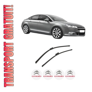 Set stergatoare auto CITROEN C5 III (RD_) din 2008-2017, pentru parbriz auto, 2 bucati, Bosch Aerotwin, din cauciuc siliconat rezistent, 4 Stickere Auto CITROEN