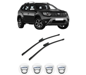 Set stergatoare auto DACIA DUSTER (HM_) din 2017-2022, pentru parbriz auto, 2 bucati, Bosch Aerotwin, din cauciuc siliconat rezistent, 4 Stickere Auto DACIA - Img 2