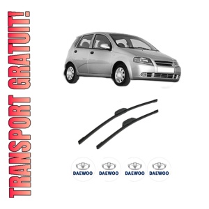 Set stergatoare auto DAEWOO KALOS (KLAS) din 2002-2003, pentru parbriz auto, 2 bucati, Bosch Aerotwin Retrofit, din cauciuc siliconat rezistent, 4 Stickere Auto DAEWOO