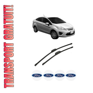 Set stergatoare auto FORD FIESTA Saloon din 2002-2017, pentru parbriz auto, 2 bucati, Bosch Aerotwin Retrofit, din cauciuc siliconat rezistent, 4 Stickere Auto FORD