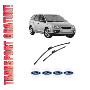 Set stergatoare auto FORD FOCUS II Turnier (DA_, FFS, DS) din 2004-2012, pentru parbriz auto, 2 bucati, Bosch Aerotwin Multi, din cauciuc siliconat rezistent, 4 Stickere Auto FORD
