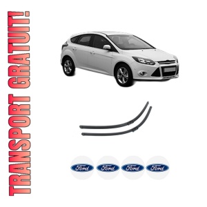 Set stergatoare auto FORD FOCUS III Hatchback Van din 2011-2020, pentru parbriz auto, 2 bucati, Bosch Aerotwin, din cauciuc siliconat rezistent, 4 Stickere Auto FORD