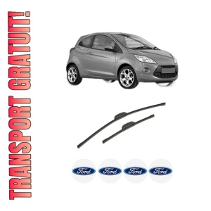 Set stergatoare auto FORD KA (RU8) din 2008-2016, pentru parbriz auto, 2 bucati, Bosch Aerotwin Retrofit, din cauciuc siliconat rezistent, 4 Stickere Auto FORD