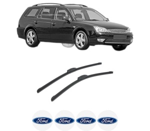 Set stergatoare auto FORD MONDEO III Turnier (BWY) din 2000-2007, pentru parbriz auto, 2 bucati, Bosch Aerotwin Retrofit, din cauciuc siliconat rezistent, 4 Stickere Auto FORD - Img 2