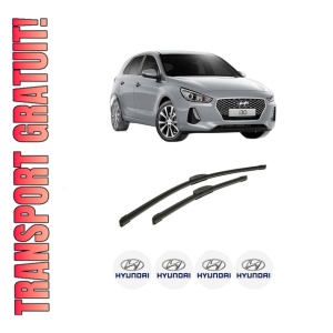 Set stergatoare auto HYUNDAI i30 Hatchback Van (PDE) din 2016-2020, pentru parbriz auto, 2 bucati, Bosch Aerotwin Retrofit, din cauciuc siliconat rezistent, 4 Stickere Auto HYUNDAI