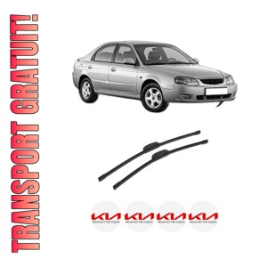 Set stergatoare auto KIA SHUMA II Saloon (FB) din 2001-2004, pentru parbriz auto, 2 bucati, Bosch Aerotwin Retrofit, din cauciuc siliconat rezistent, 4 Stickere Auto KIA