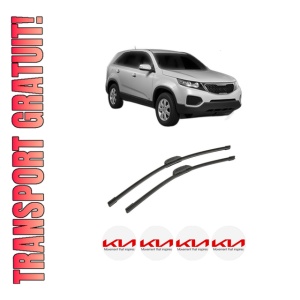 Set stergatoare auto KIA SORENTO II SUV Van (XM) din 2009-2015, pentru parbriz auto, 2 bucati, Bosch Aerotwin Retrofit, din cauciuc siliconat rezistent, 4 Stickere Auto KIA