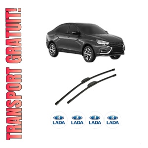 Set stergatoare auto LADA VESTA (GFL_) din 2015-2023, pentru parbriz auto, 2 bucati, Bosch Aerotwin Retrofit, din cauciuc siliconat rezistent, 4 Stickere Auto LADA