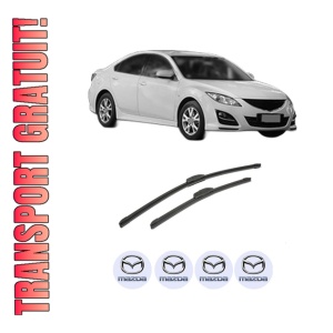 Set stergatoare auto MAZDA 6 Hatchback (GH) din 2007-2013, pentru parbriz auto, 2 bucati, Bosch Aerotwin Retrofit, din cauciuc siliconat rezistent, 4 Stickere Auto MAZDA