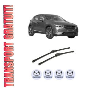 Set stergatoare auto MAZDA CX-3 (DK) din 2015-2018, pentru parbriz auto, 2 bucati, Bosch Aerotwin Retrofit, din cauciuc siliconat rezistent, 4 Stickere Auto MAZDA