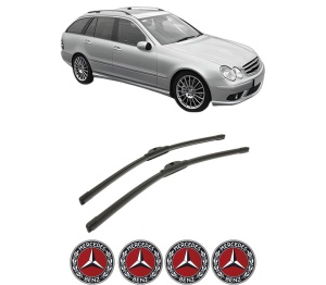 Set stergatoare auto MERCEDES-BENZ C-CLASS T-Model (S203) din 2001-2007, pentru parbriz auto, 2 bucati, Bosch Aerotwin, din cauciuc siliconat rezistent, 4 Stickere Auto MERCEDES-BENZ - Img 2