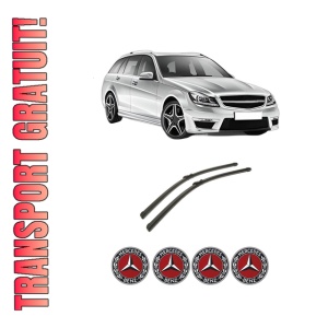 Set stergatoare auto MERCEDES-BENZ C-CLASS T-Model (S204) din 2007-2014, pentru parbriz auto, 2 bucati, Bosch Aerotwin, din cauciuc siliconat rezistent, 4 Stickere Auto MERCEDES-BENZ