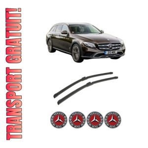 Set stergatoare auto MERCEDES-BENZ E-CLASS All-Terrain (S213) din 2017-2023, pentru parbriz auto, 2 bucati, Bosch Aerotwin, din cauciuc siliconat rezistent, 4 Stickere Auto MERCEDES-BENZ